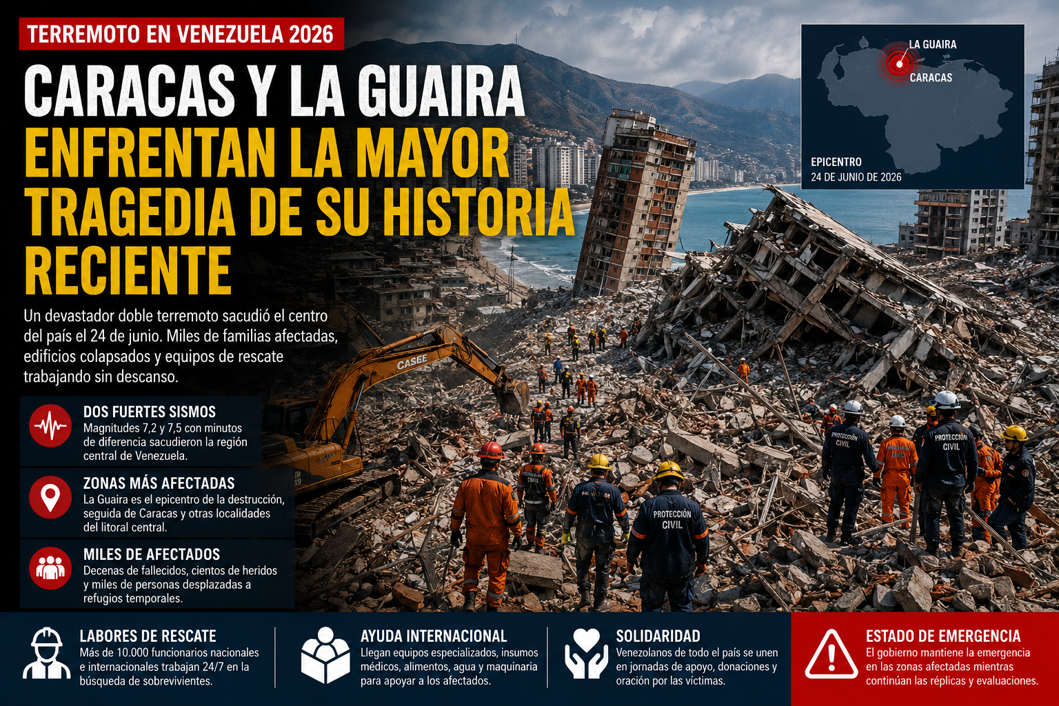 Terremoto en Venezuela 2026: Caracas y La Guaira enfrentan una de las mayores tragedias de su historia reciente