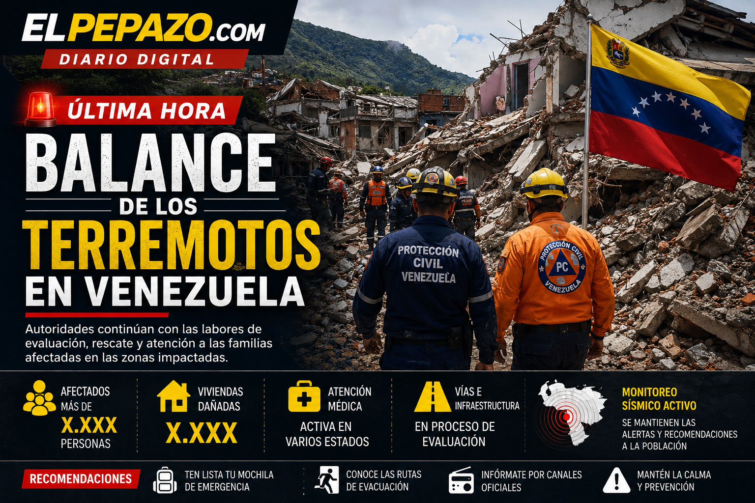 Última hora: balance de los terremotos en Venezuela | Continúan las labores de recuperación y evaluación de daños