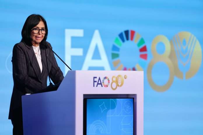 Presidenta Delcy en la FAO anunció Plan Venezuela Alimenta para lograr el hambre cero